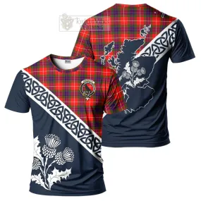 Abernethy Tartan T-Shirt Featuring Thistle and Scotland Map