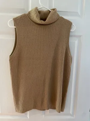 € Women/Juniors Large Liz Claiborne Gold Sparkle Sleeveless Turtleneck Holiday Christmas Sweater