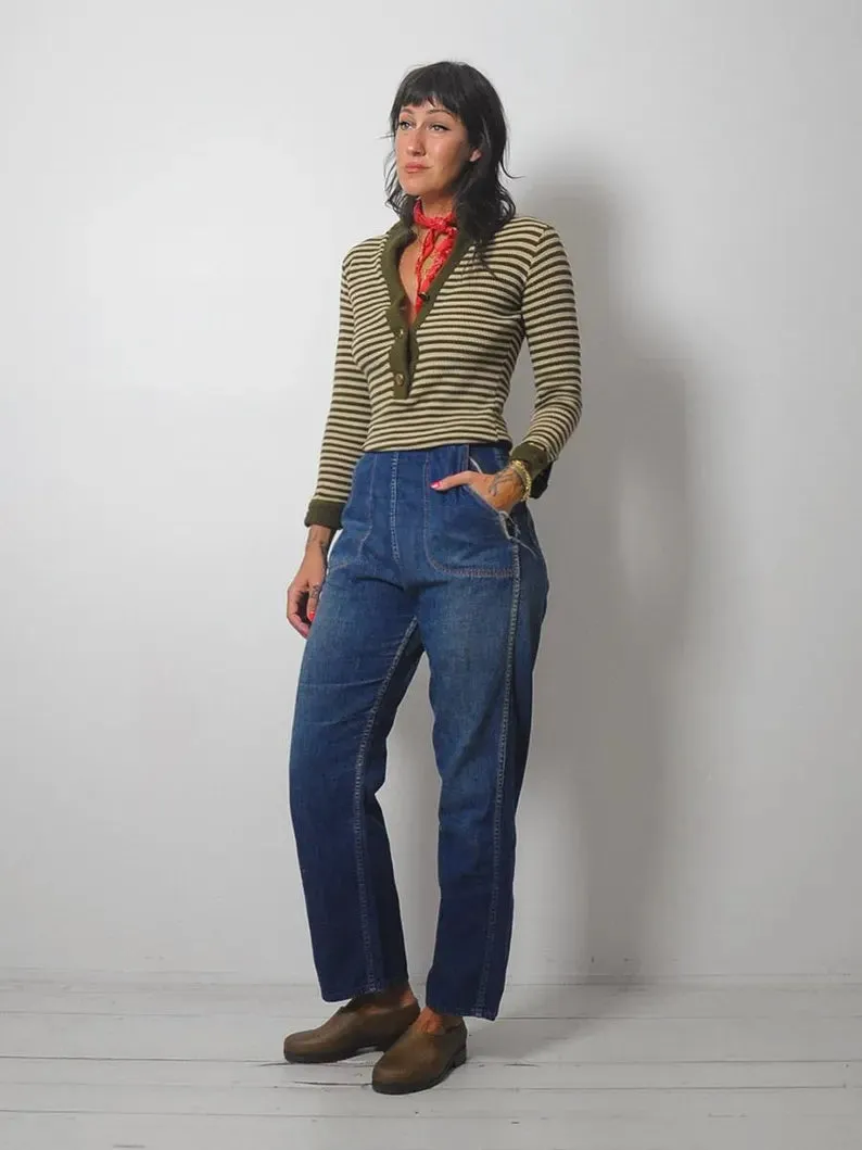 1960's Olive Striped Sweater