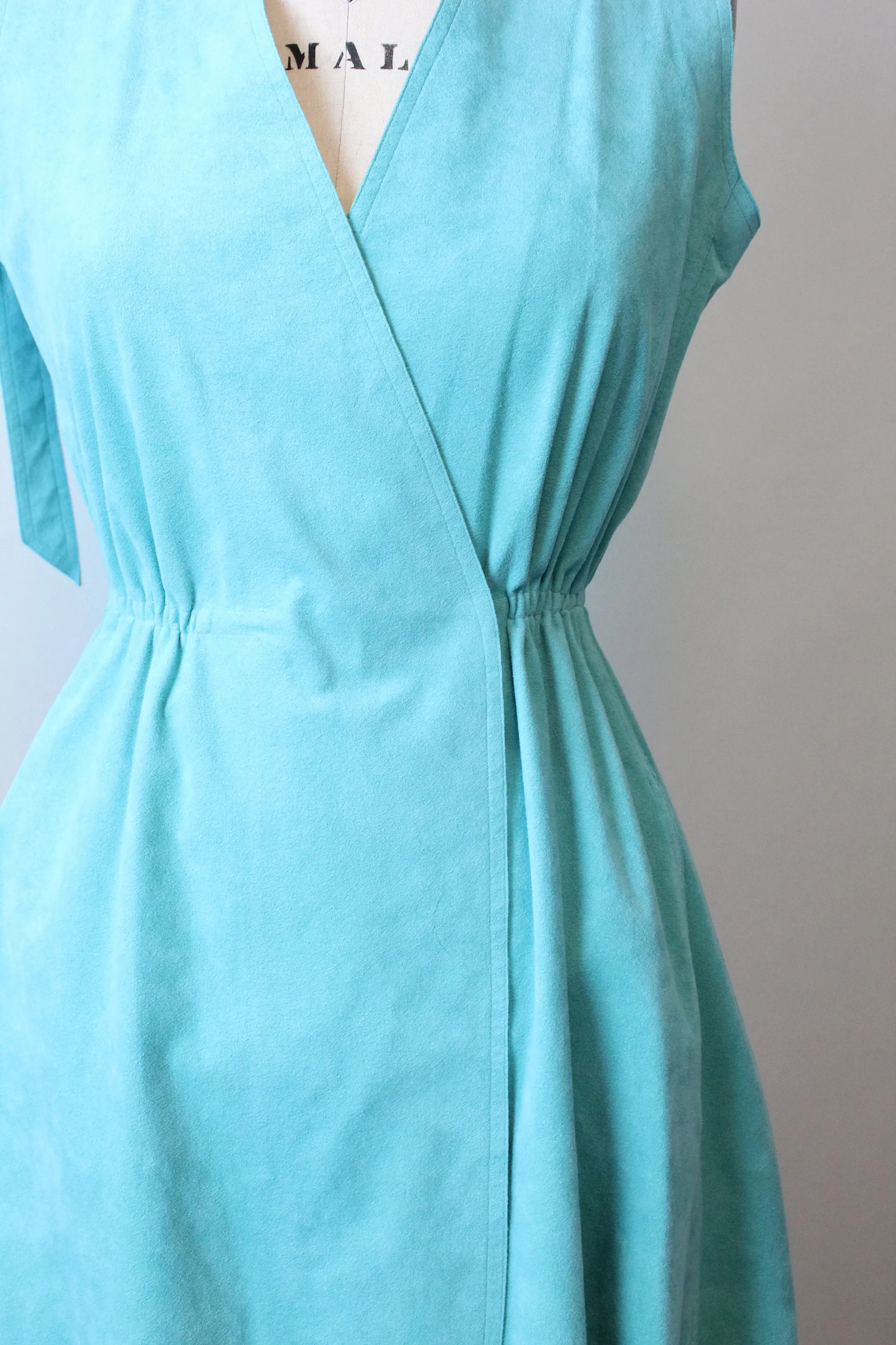 1970s 1975 HALSTON ULTRASUEDE wrap dress small medium | new spring