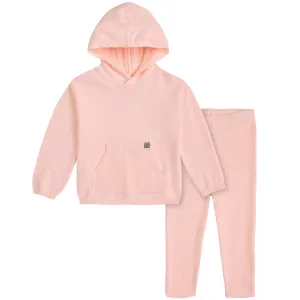 2-Piece Infant & Toddler Pink Hooded Waffle Top and Legging Set