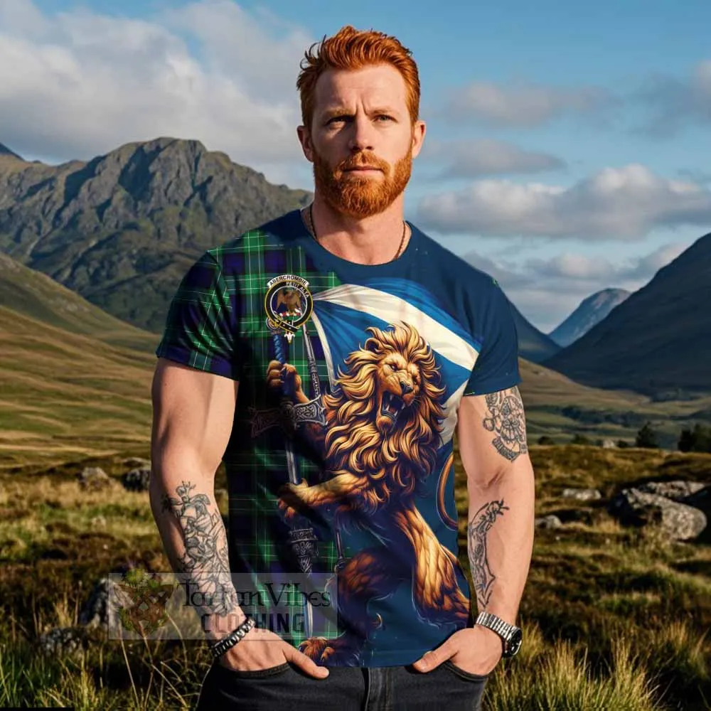 Abercrombie Tartan Family Crest T-Shirt with Scottish Majestic Lion