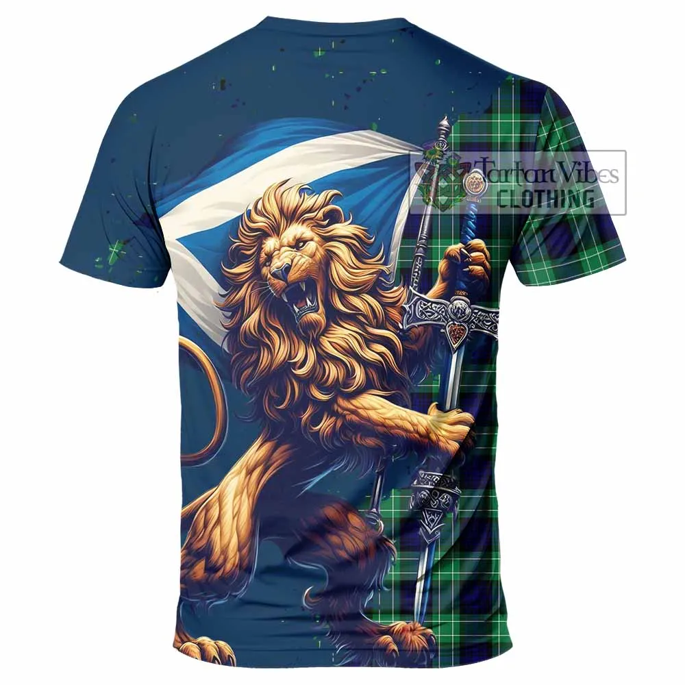 Abercrombie Tartan Family Crest T-Shirt with Scottish Majestic Lion