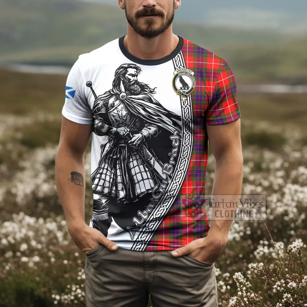 Abernethy Tartan Clan Crest T-Shirt with Highlander Warrior Celtic Style