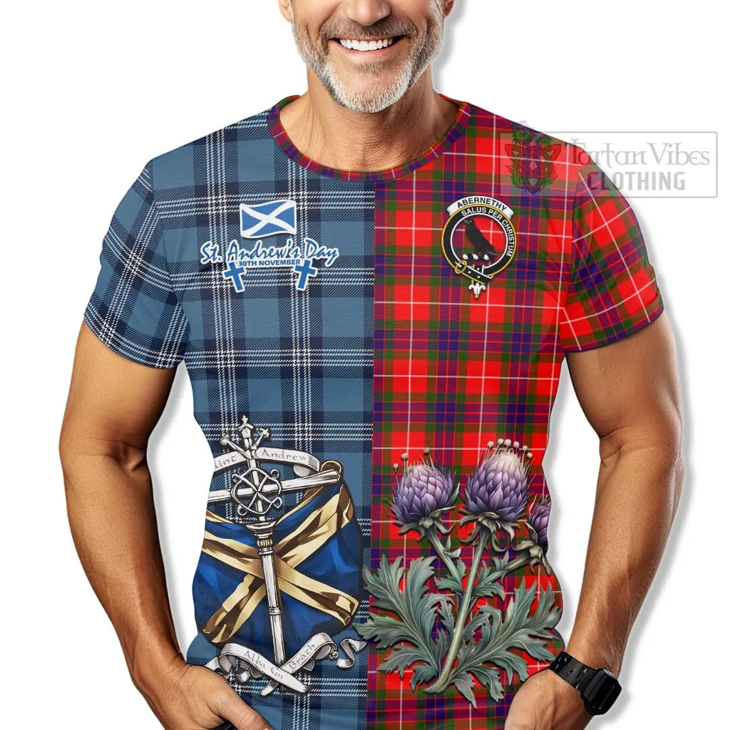 Abernethy Tartan T-Shirt Happy St. Andrew's Day Half Tartan Style