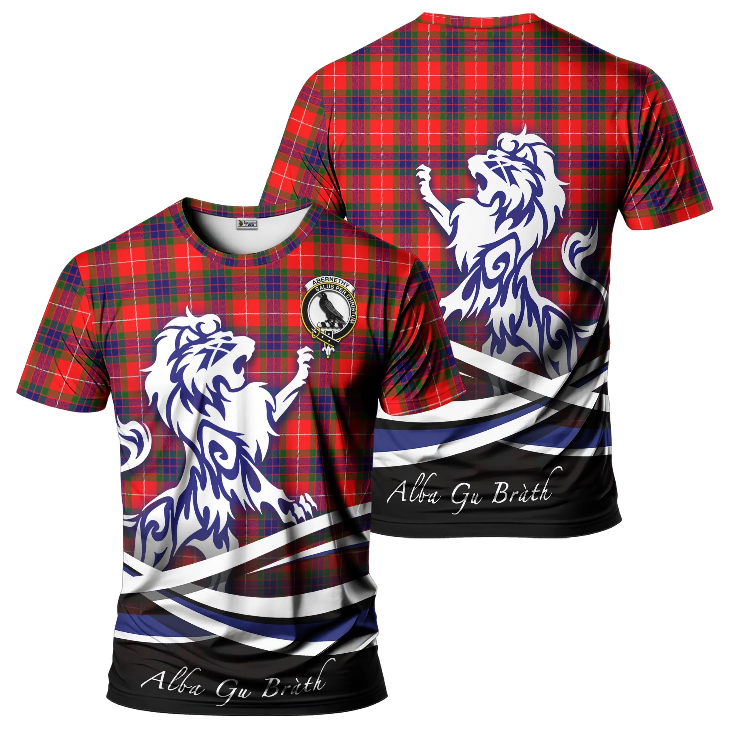 Abernethy Tartan T-Shirt with Alba Gu Brath Regal Lion Emblem