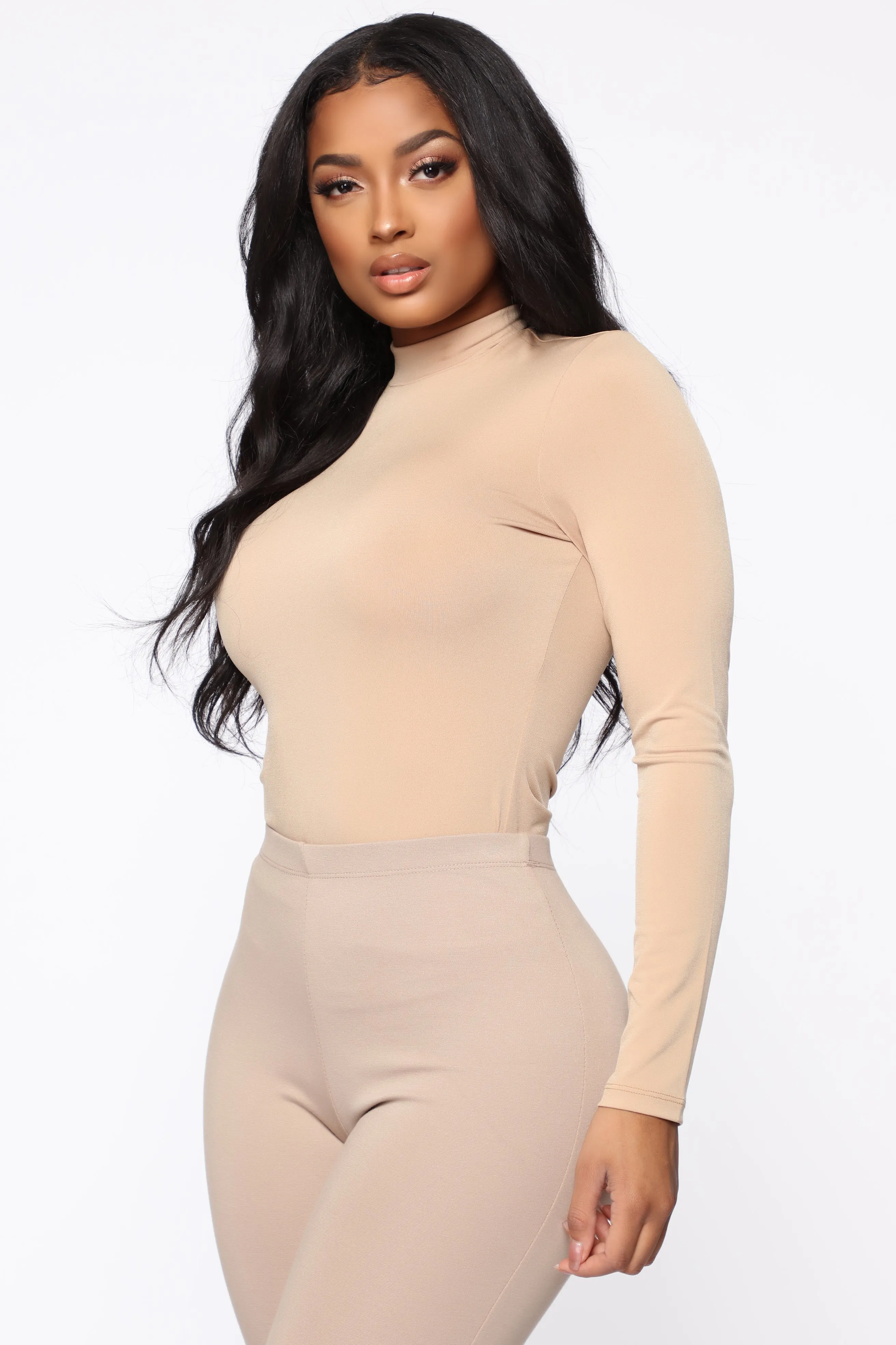 Abigail Turtleneck Top - Taupe