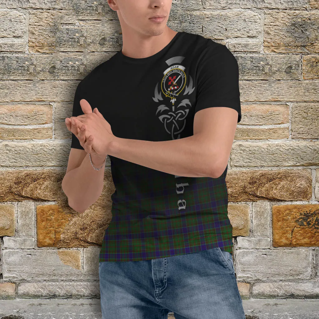 Adam Tartan T-Shirt Featuring Alba Gu Brath Family Crest Celtic Inspired