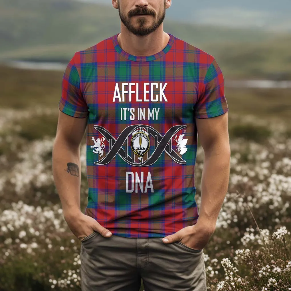 Affleck Tartan T-Shirt with Family Crest DNA In Me Style