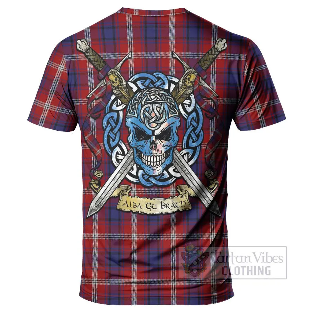 Ainslie Tartan T-Shirt with Family Crest Celtic Skull Style