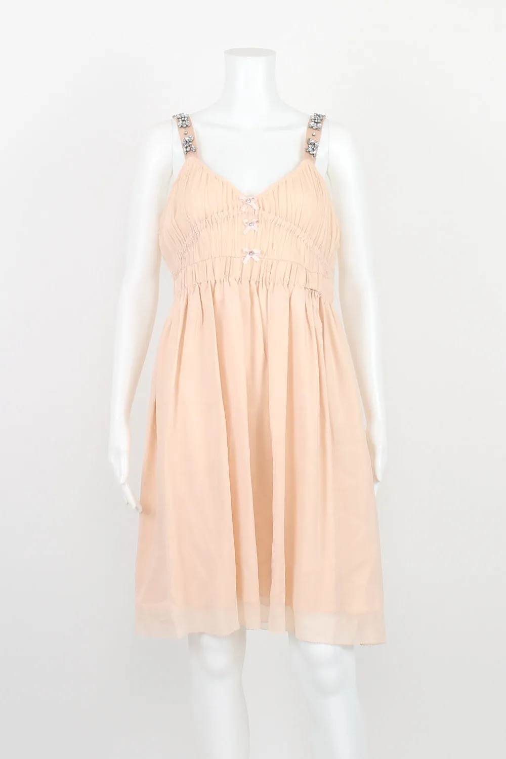 Alannah Hill Pink Bow Detail Jewelled Strap Silk Dress 12