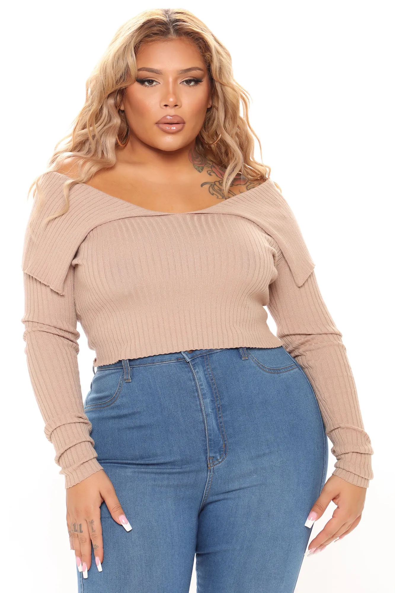 Allison Sweater Top - Taupe