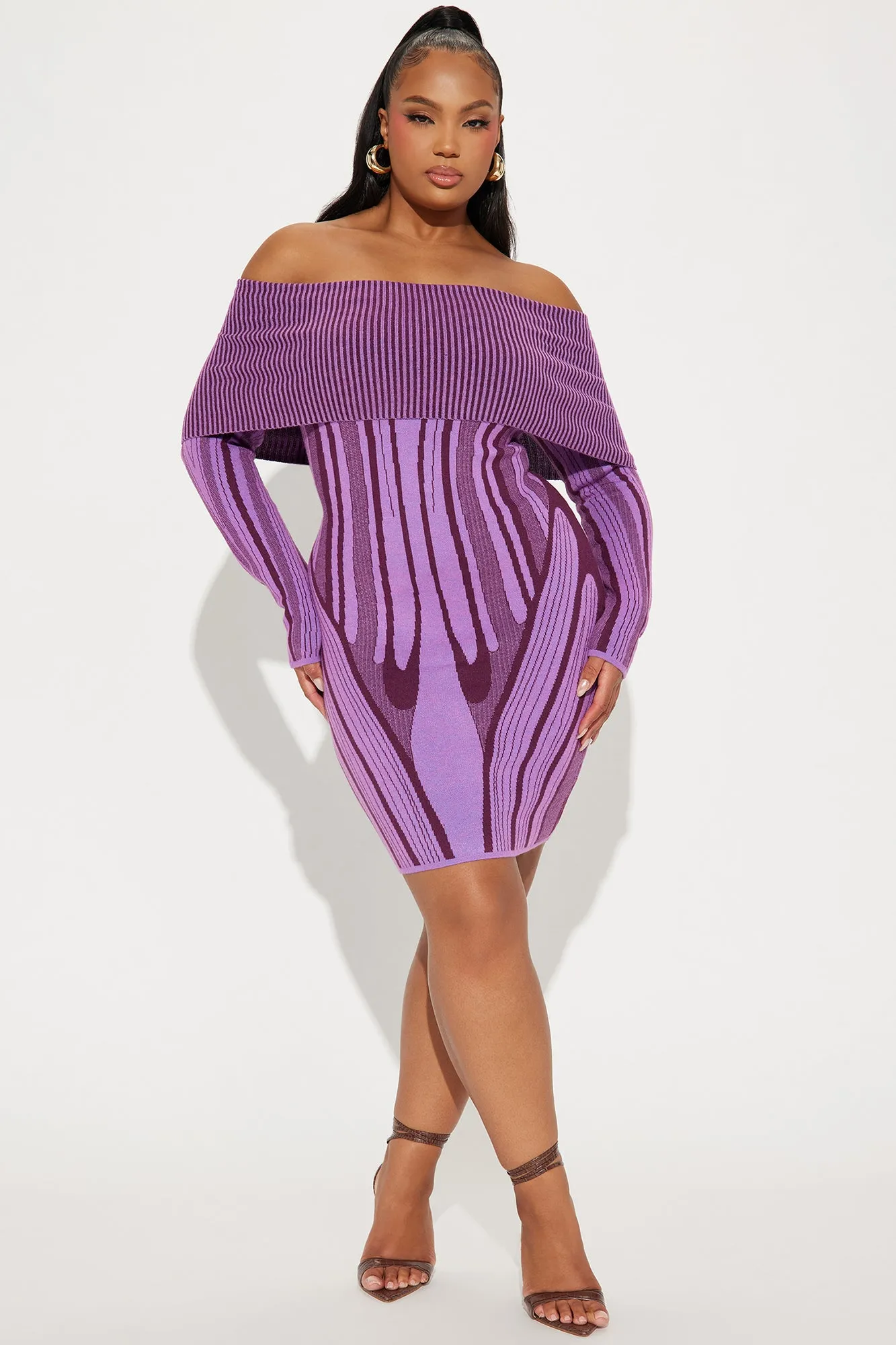 Alyssa Sweater Mini Dress - Purple/combo