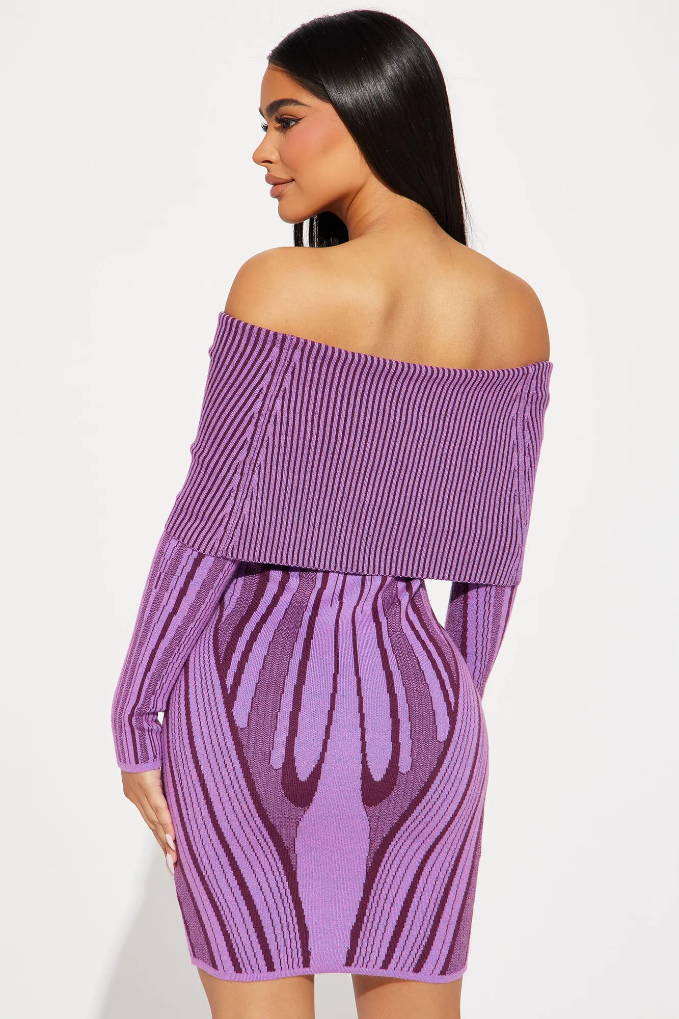 Alyssa Sweater Mini Dress - Purple/combo