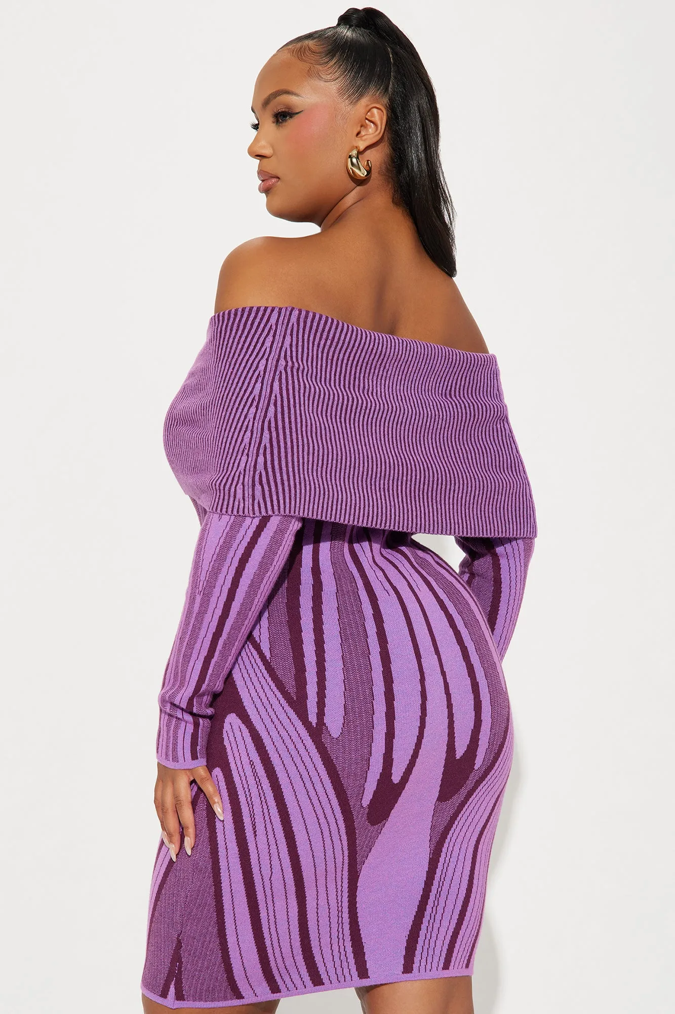 Alyssa Sweater Mini Dress - Purple/combo