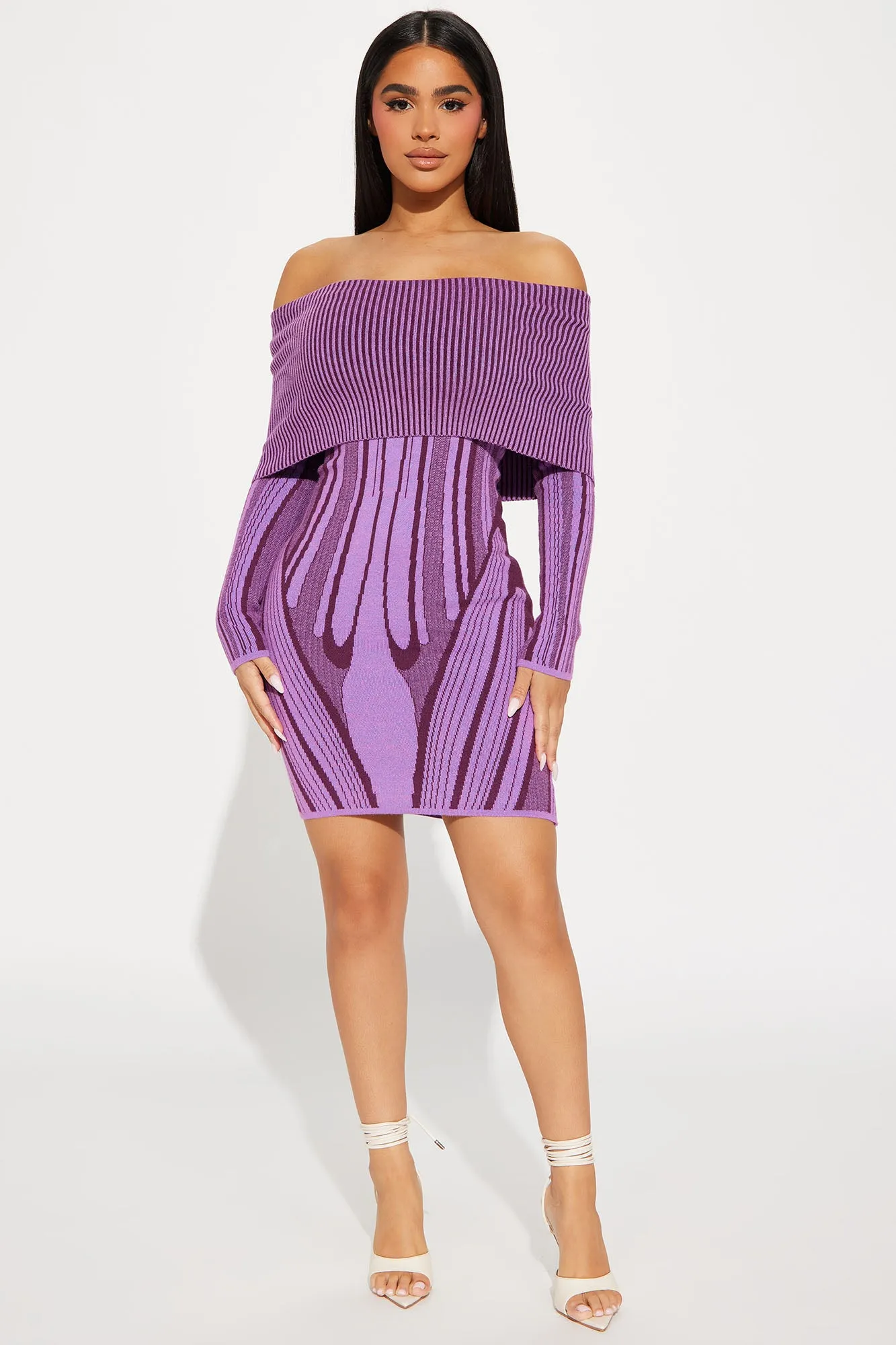 Alyssa Sweater Mini Dress - Purple/combo