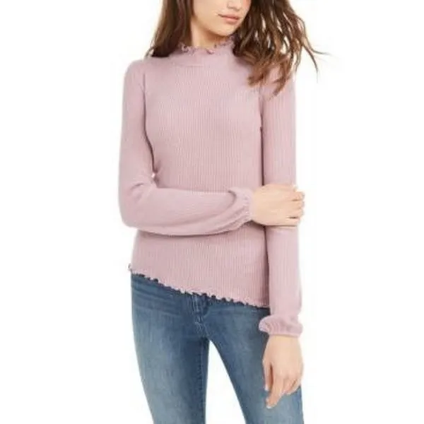 American Rag Juniors Lettuce-Edged Mock Turtleneck Top