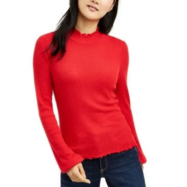 American Rag Juniors Lettuce-Edged Mock Turtleneck Top