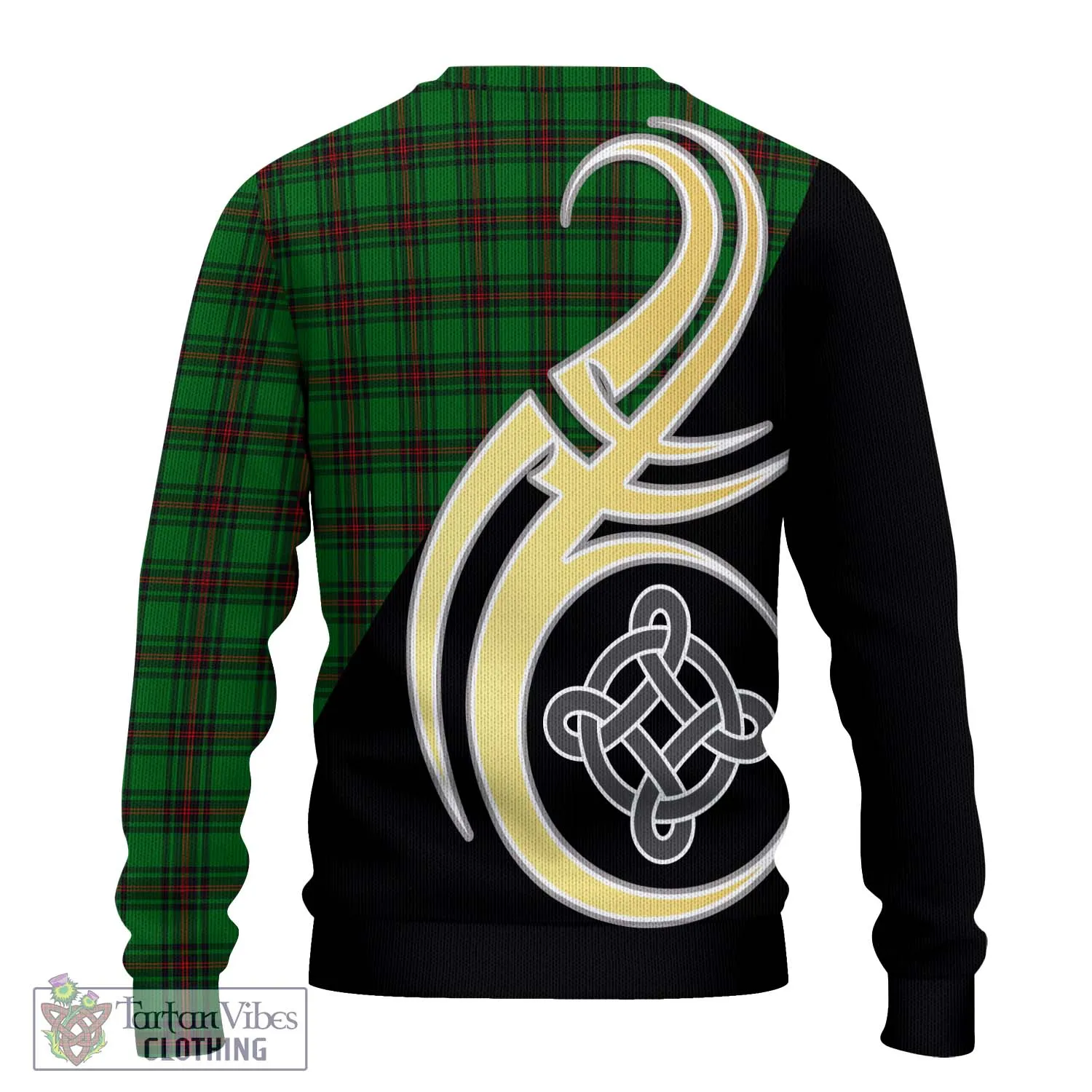 Anstruther Tartan Ugly Sweater with Family Crest and Celtic Symbol Style