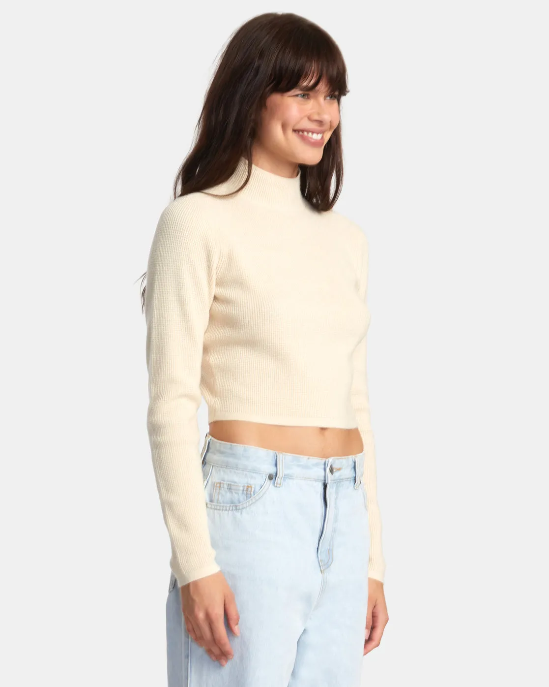 Après Sweater Long Sleeve Crop Top - Latte