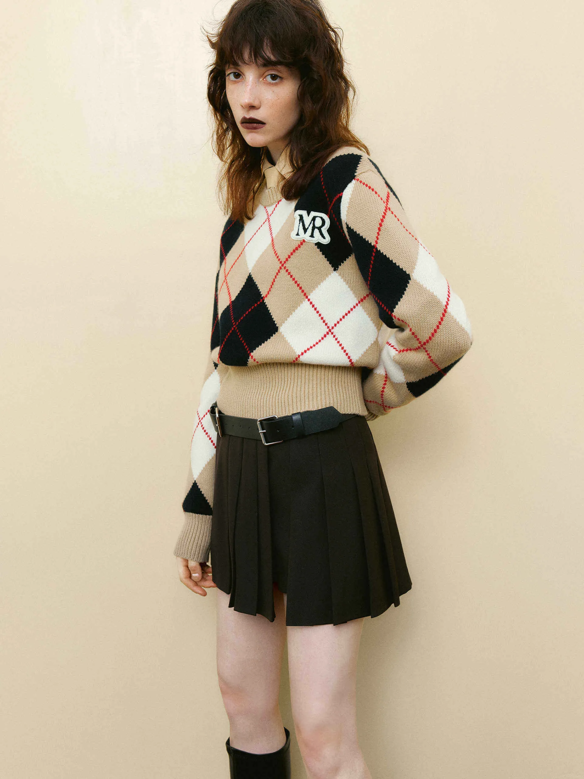 Argyle Check Knitted Sweater