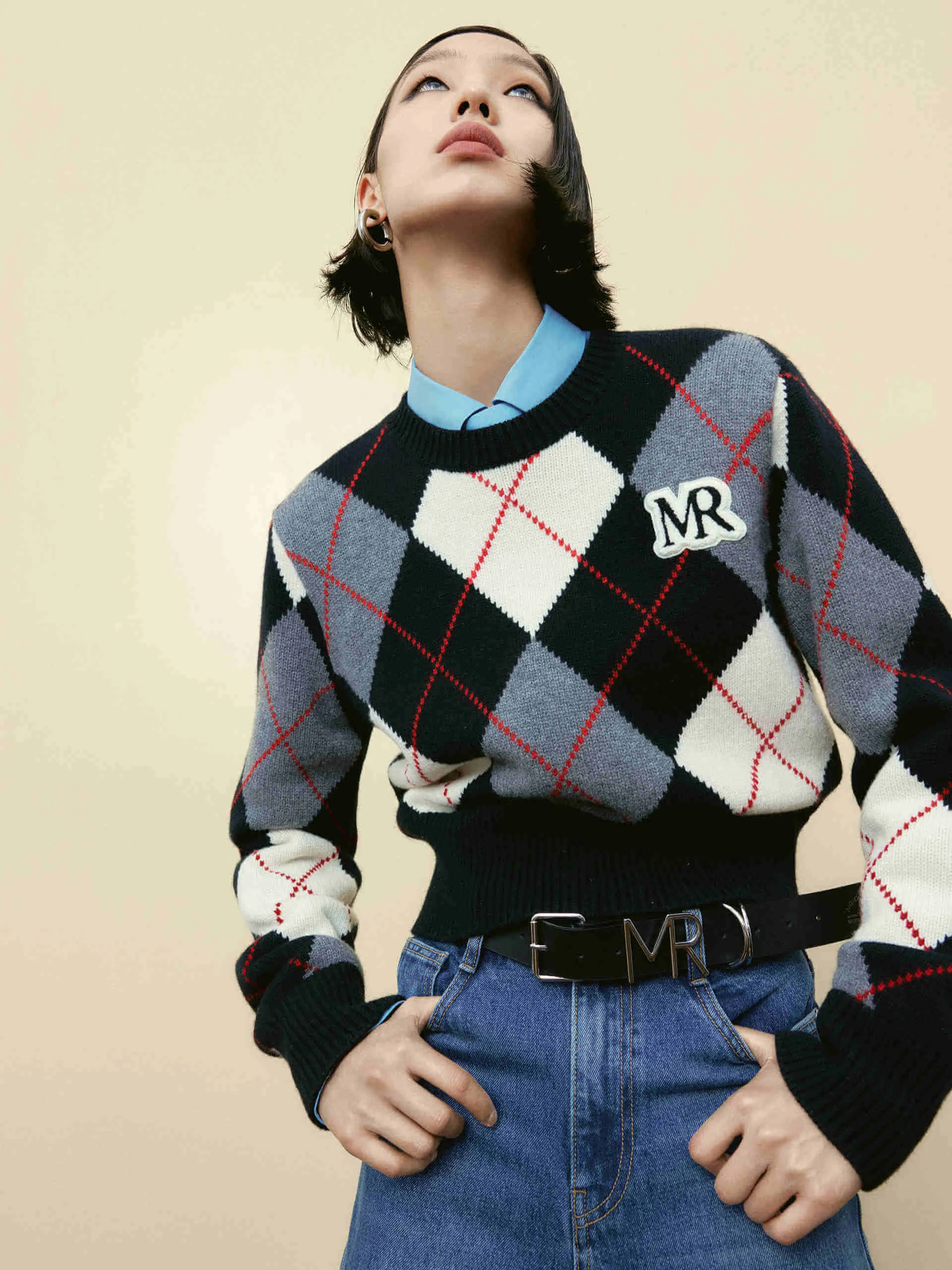 Argyle Check Knitted Sweater