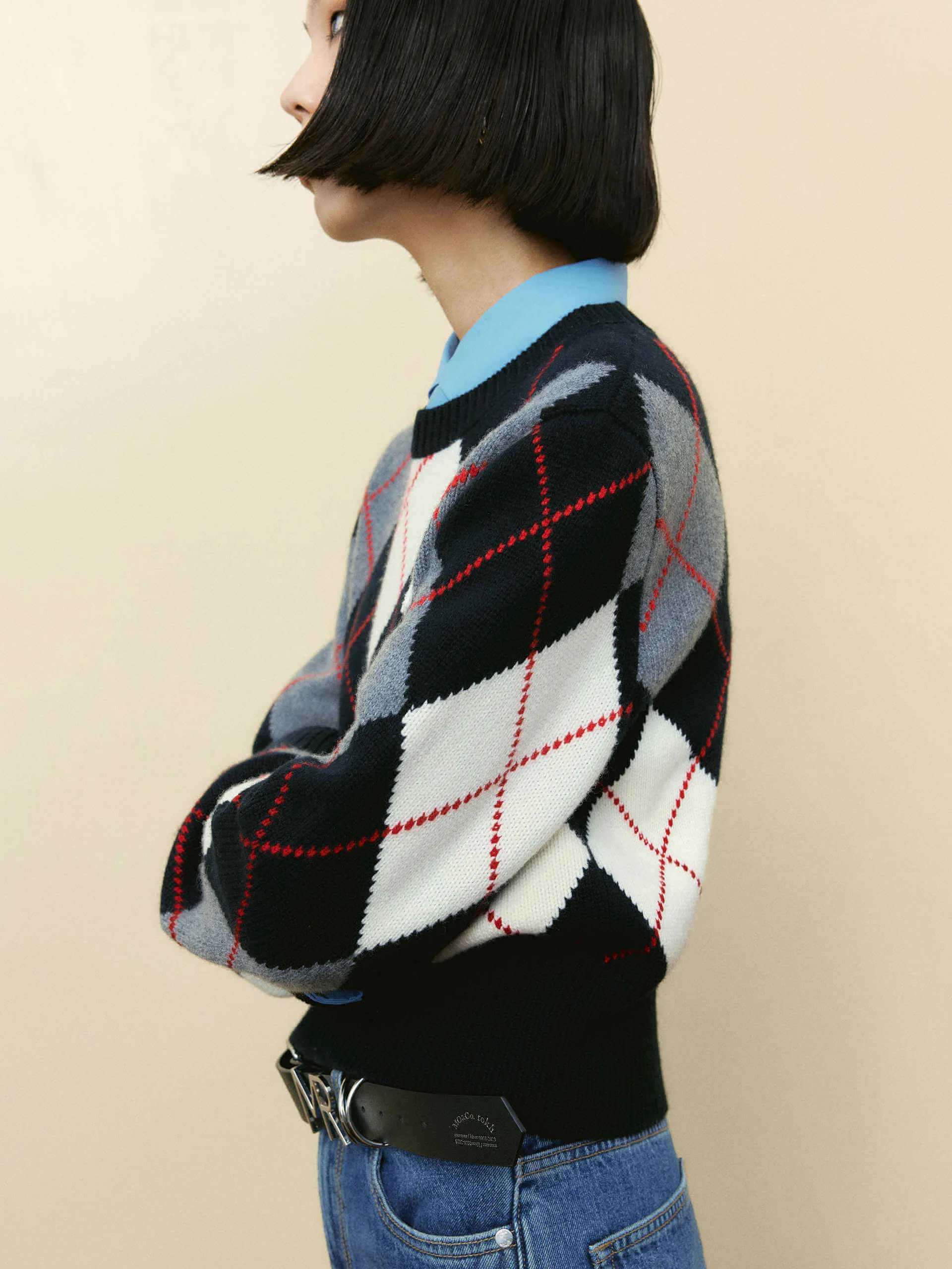 Argyle Check Knitted Sweater