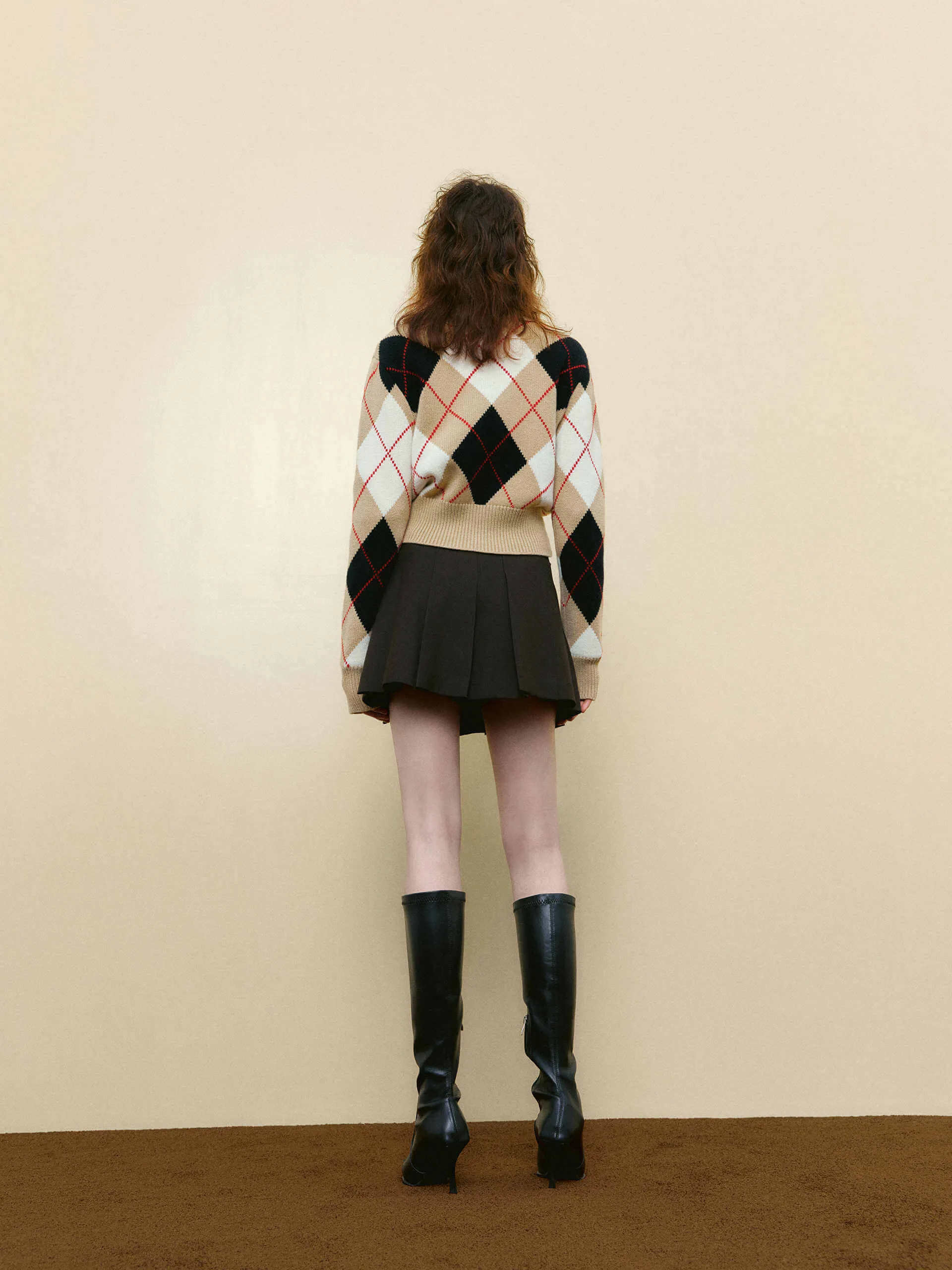 Argyle Check Knitted Sweater