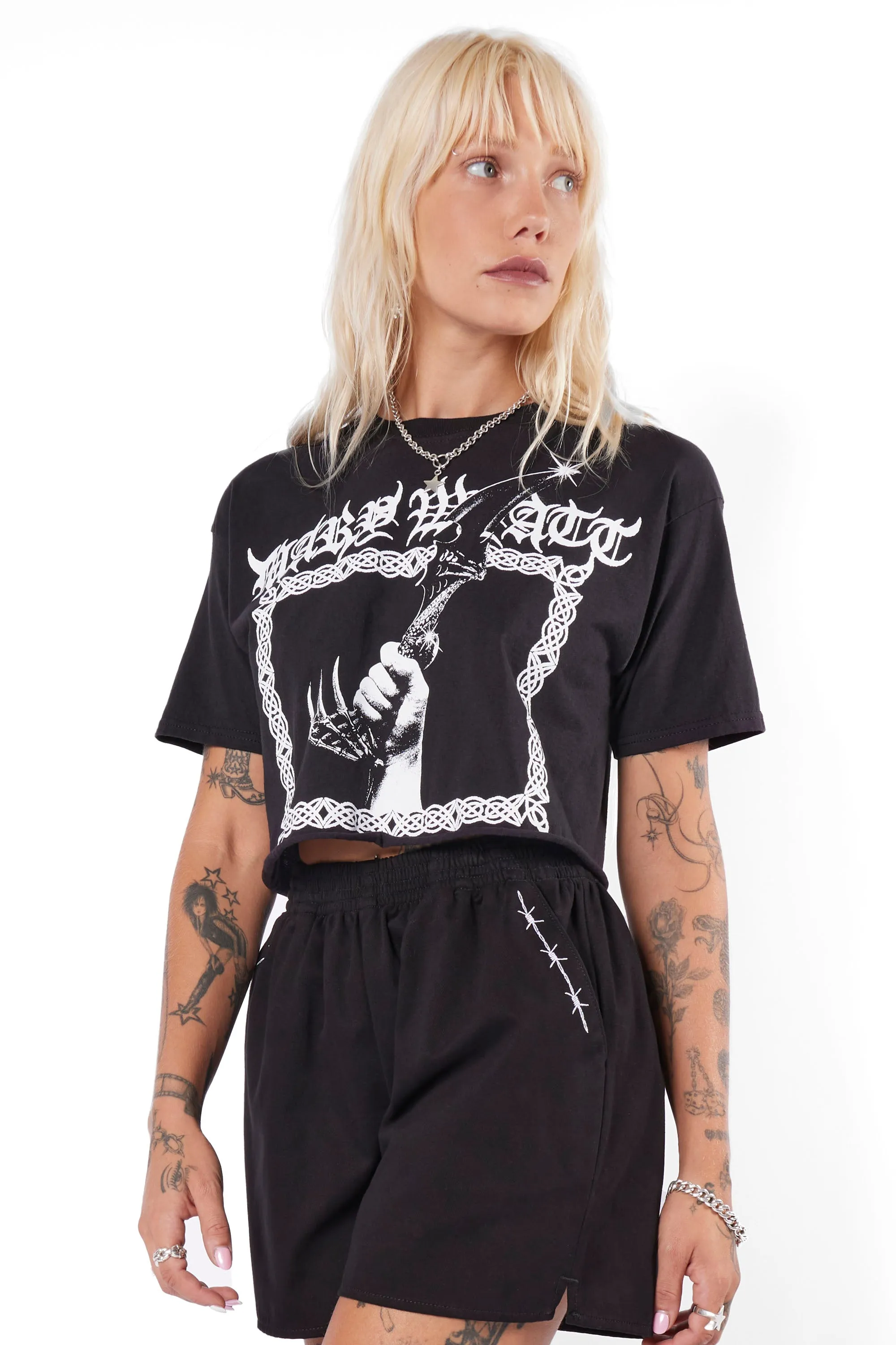 Athame Cropped Cut-Off Tee