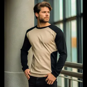 Autumn And Winter New Long Sleeve T-shirt Men's Base Shirt Matching Color Round Neck Sleeve Men's Long Sleeve T-shirt