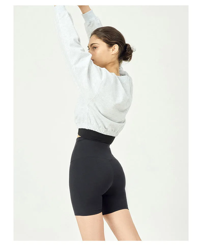 Autumn Winter Brand Pure Cotton Short round Neck Sweater Women Cropped Sexy Top Fitness Sportswear