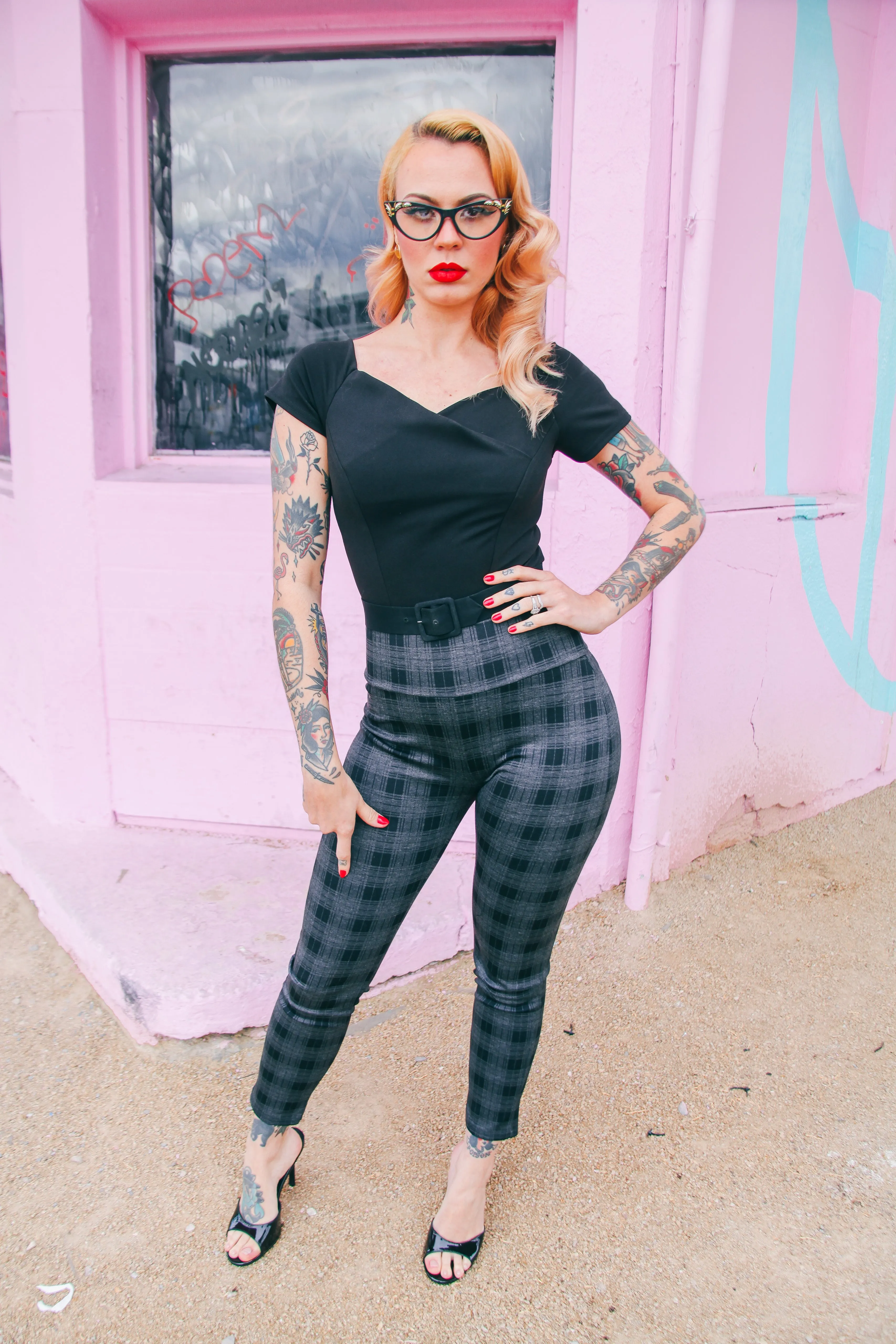 Back in Plaid Audrey Leggings in Black