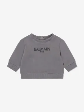 Balmain Baby Boys Logo Sweatshirt in Grey