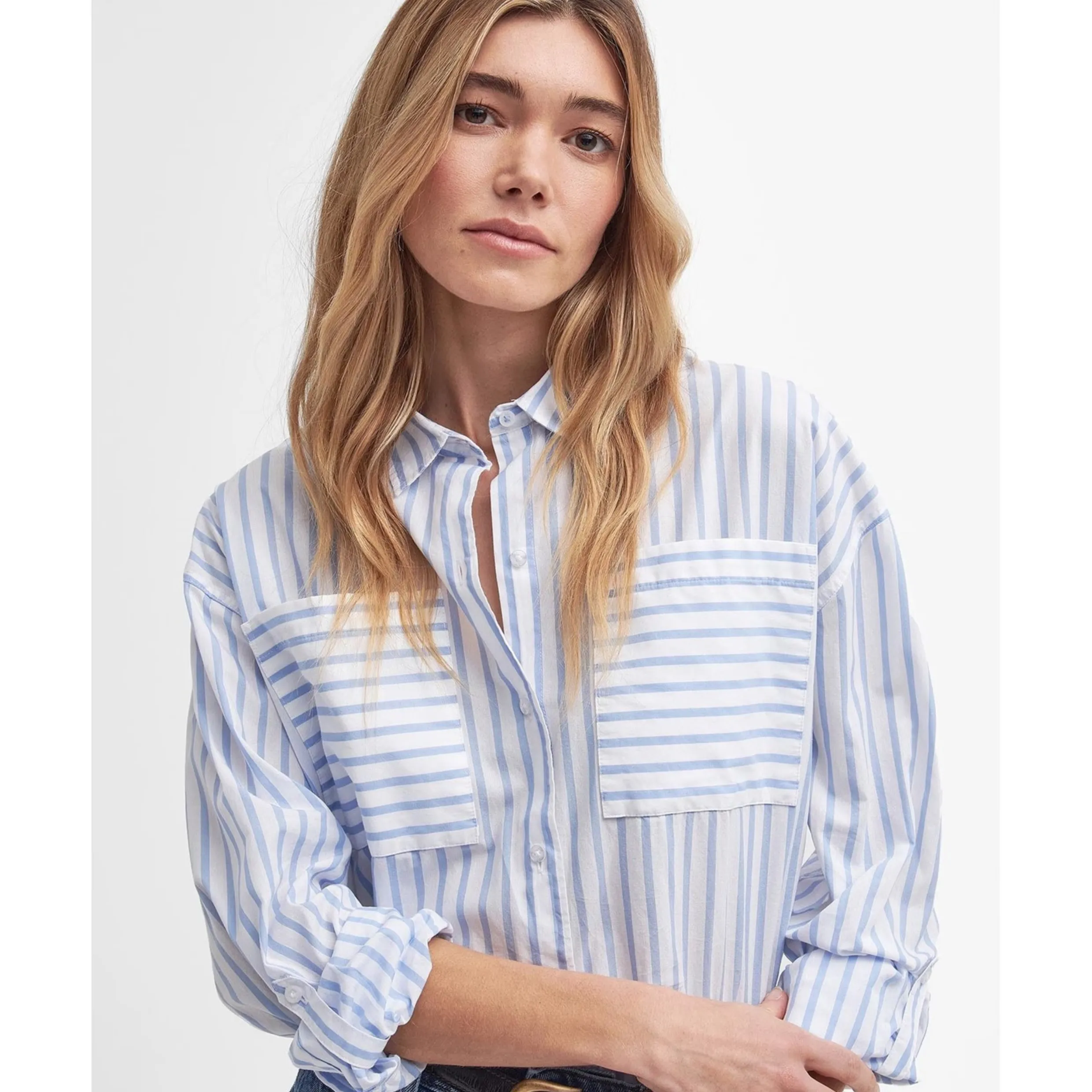 Barbour Nicola Shirt White/Blue Stripe LSH1626WH11