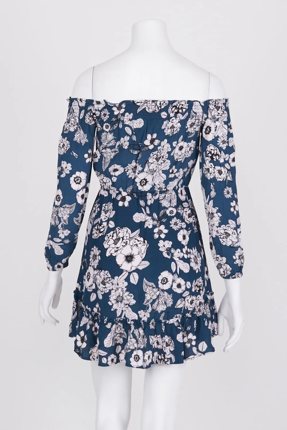 Bardot Teal Floral Off Shoulder Dress 6