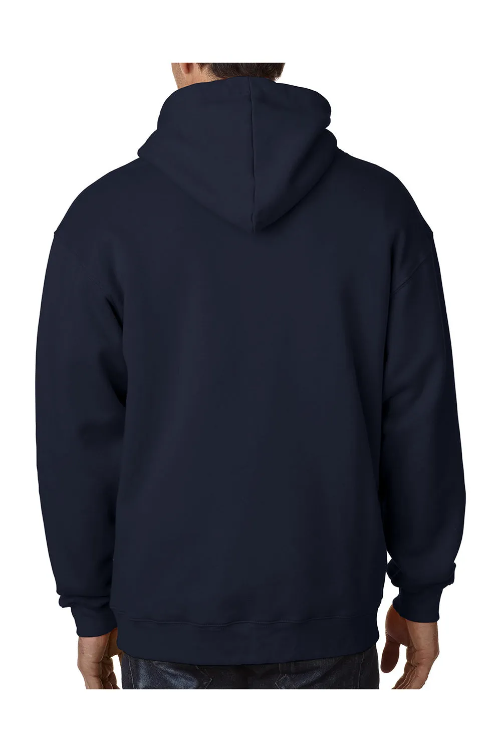 Bayside Mens Thermal Lined Hooded Sweatshirt Hoodie w/ Pouch Pocket - Bright Orange/Dark Grey