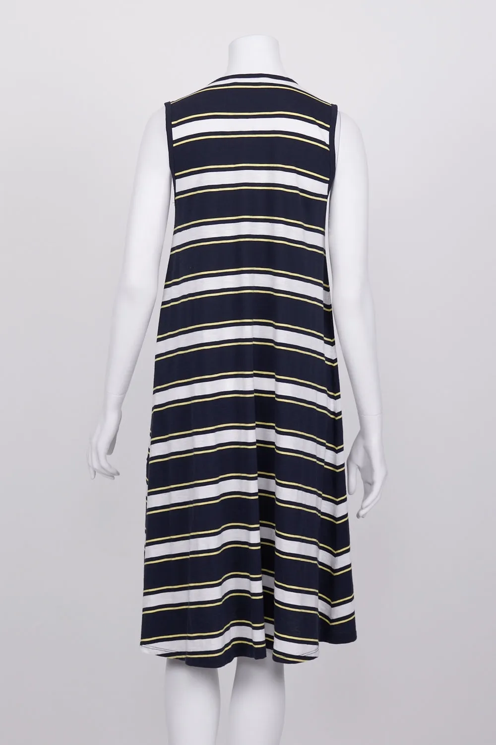 Beach Club Navy Striped Midi Dress S