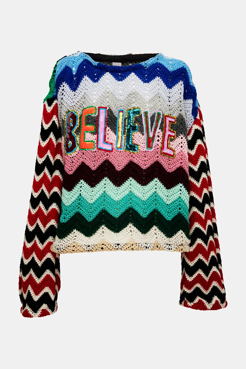 BELIEVE SEQUINED CROTCHET JUMPER - 9