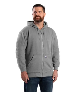 Berne Mens Grey Fleece Thermal Hooded Sweatshirt