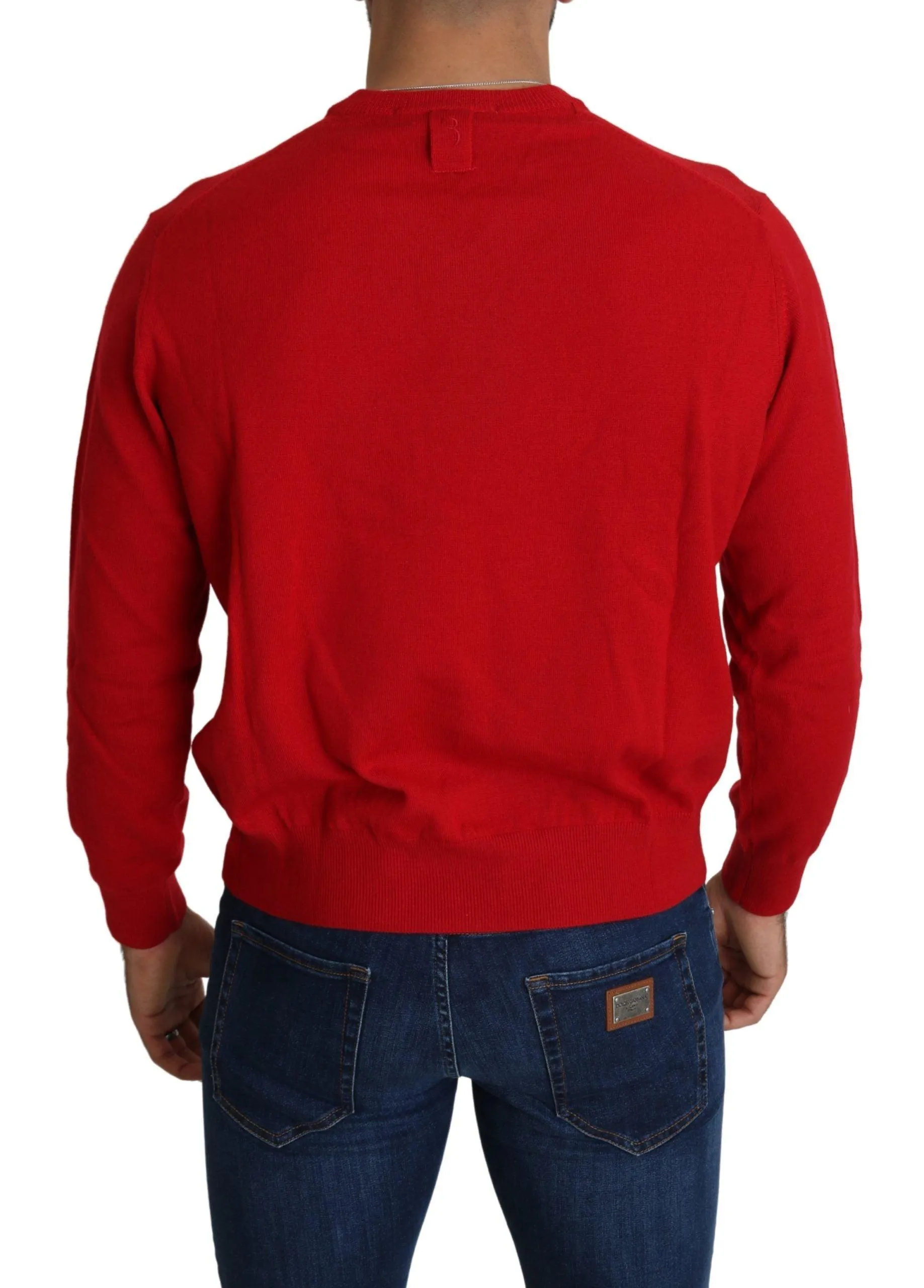 Billionaire Italian Couture Red V-neck Wool Sweatshirt Pullover Sweater