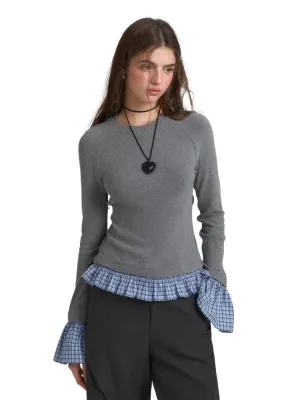 Black & Gray Plaid Patchwork Sweater