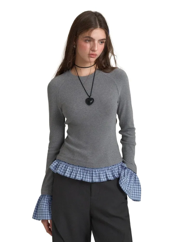 Black & Gray Plaid Patchwork Sweater