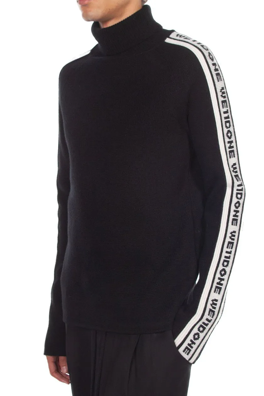 Black & White Wool Logo Stripe Turtleneck