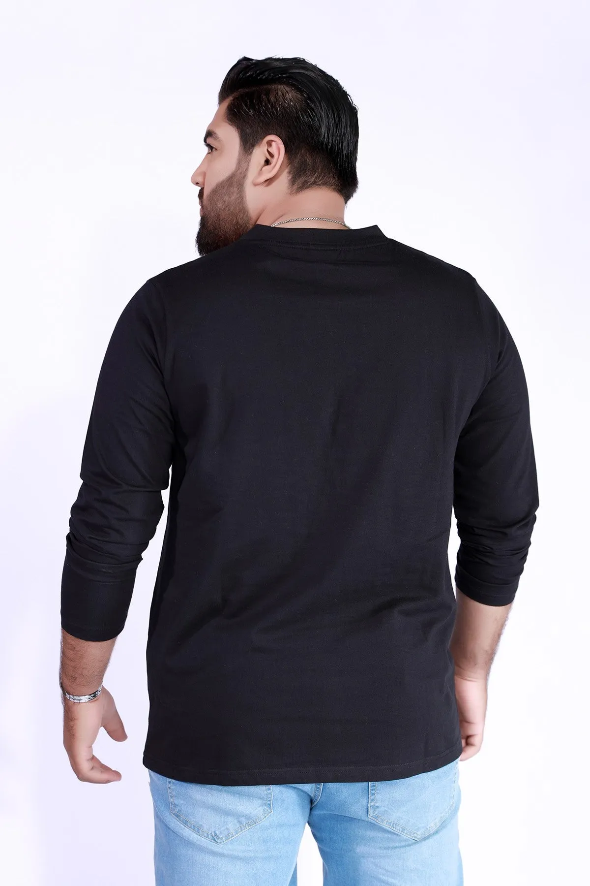 Black Mock Zip T-Shirt (Plus Size) - W21 - MT0124P