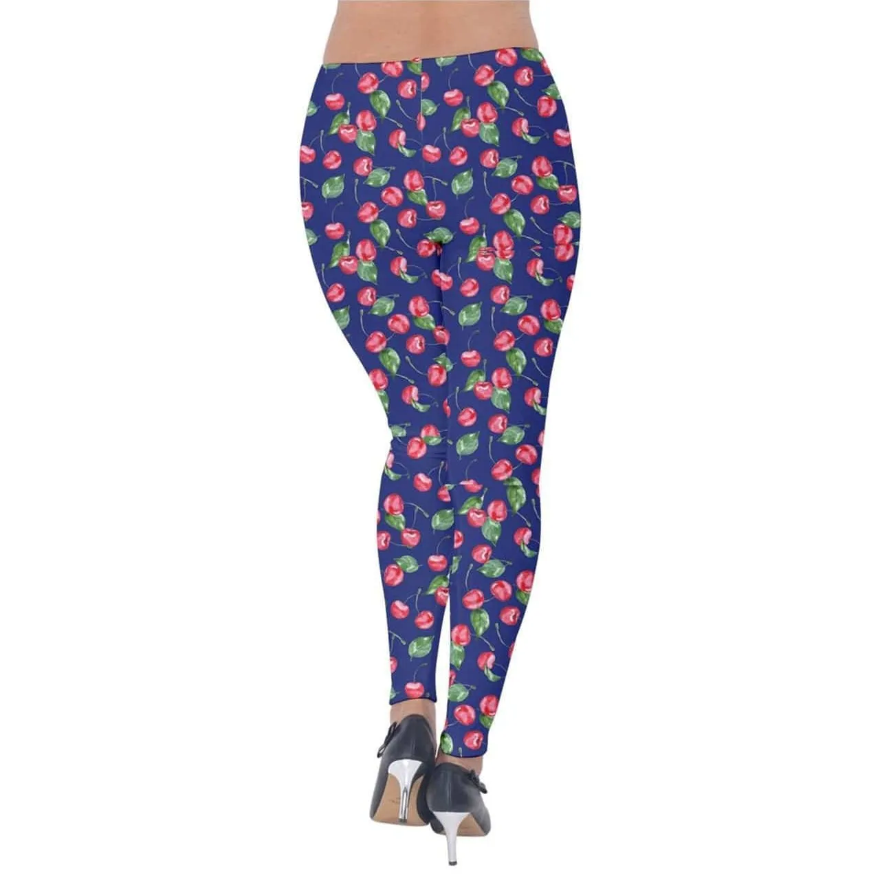 Blue Cherries Velvet Leggings