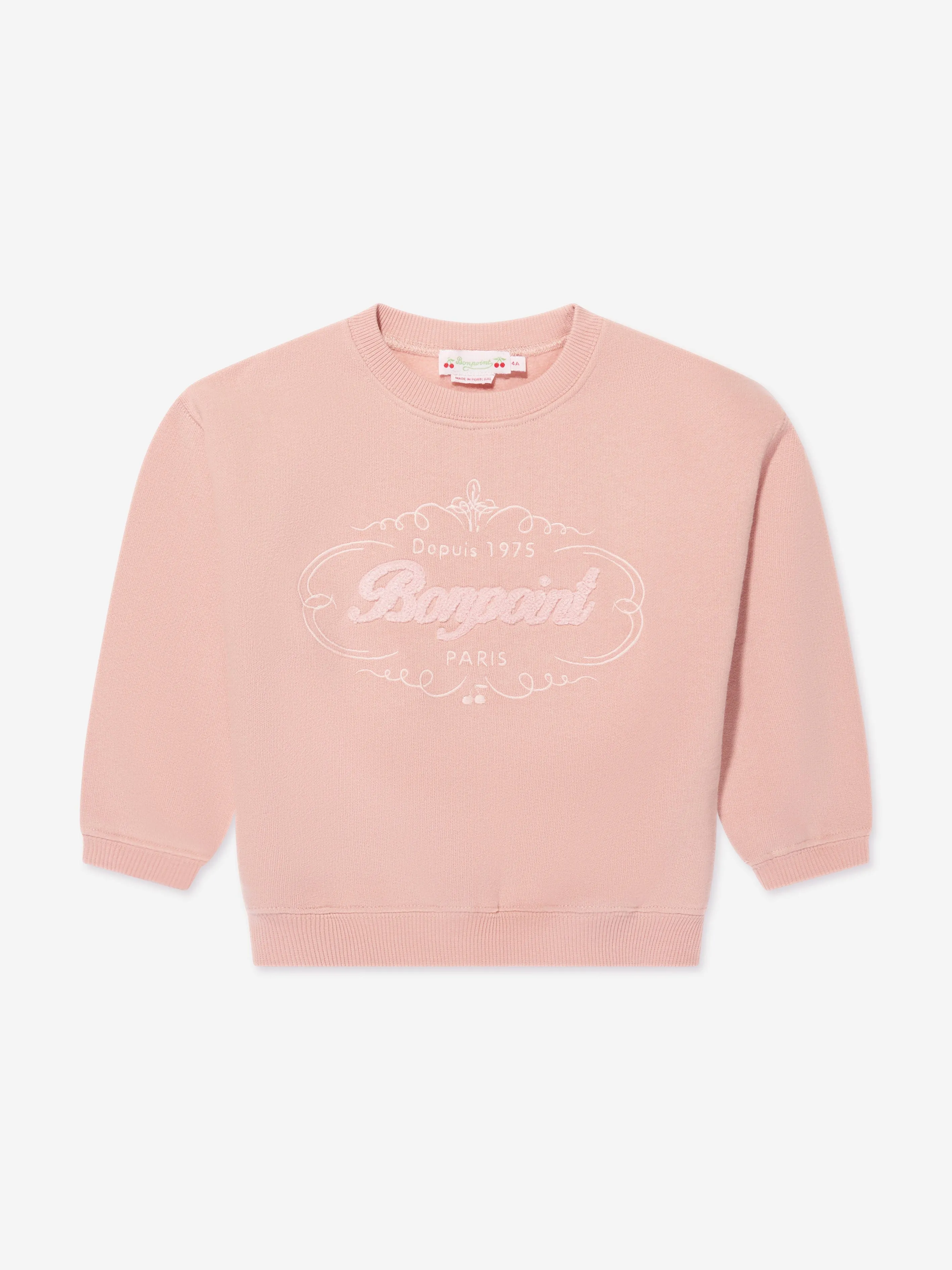 Bonpoint Girls Tayla Logo Sweatshirt in Pink