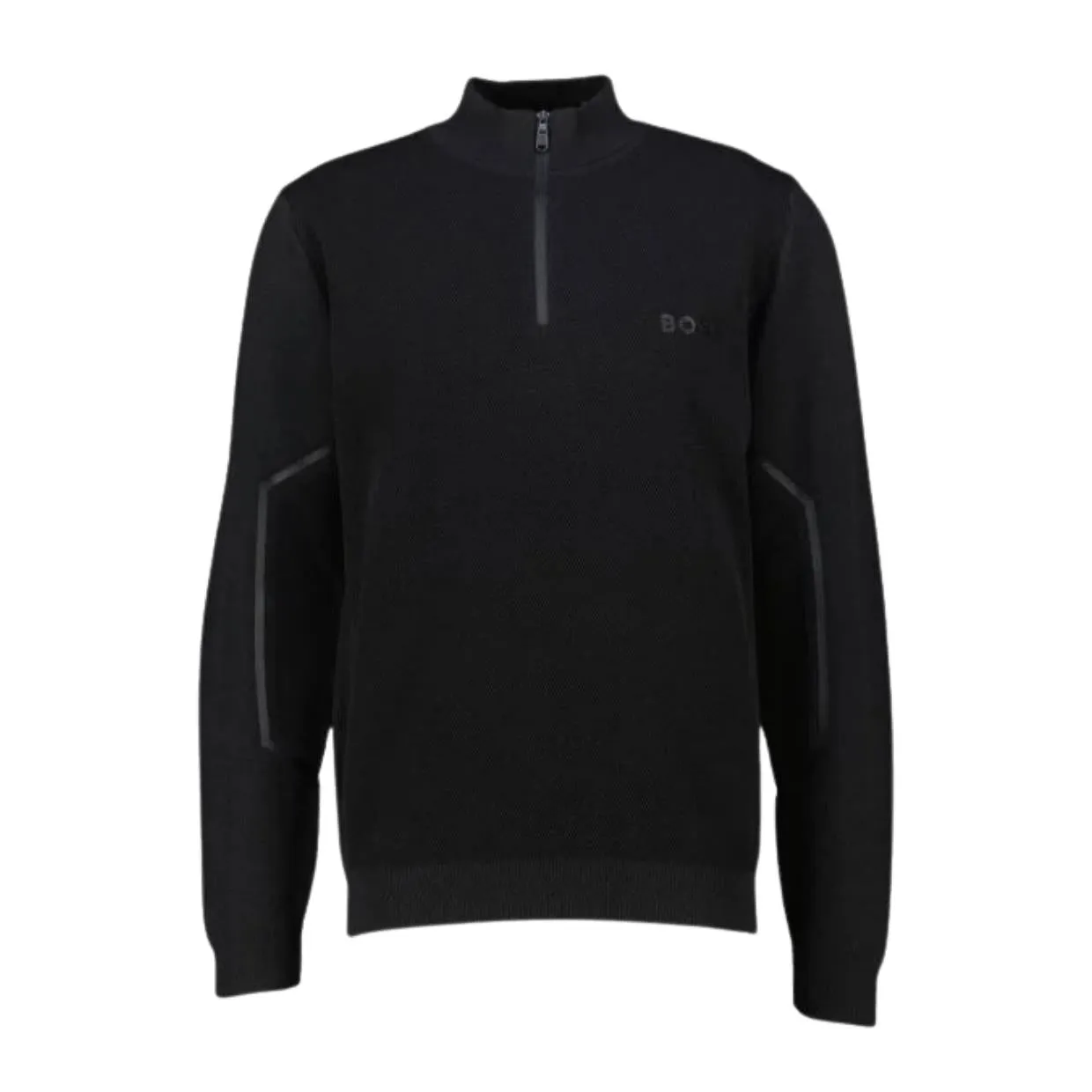 BOSS Rubberised Logo Zhine Black Half Zip Sweatshirt