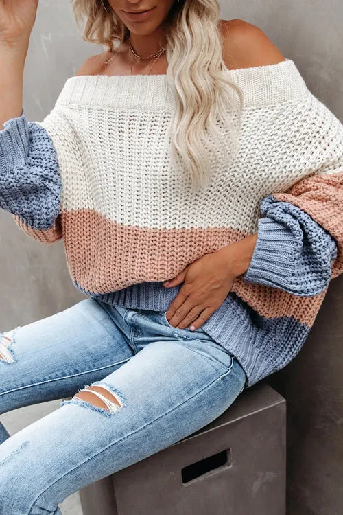 Bright Days Striped Off Shoulder Knit Sweater