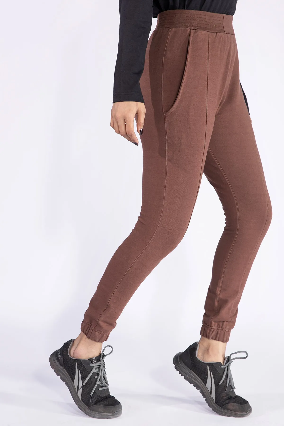 Brown High-Waist Jog Pants - W21 - WTR0015