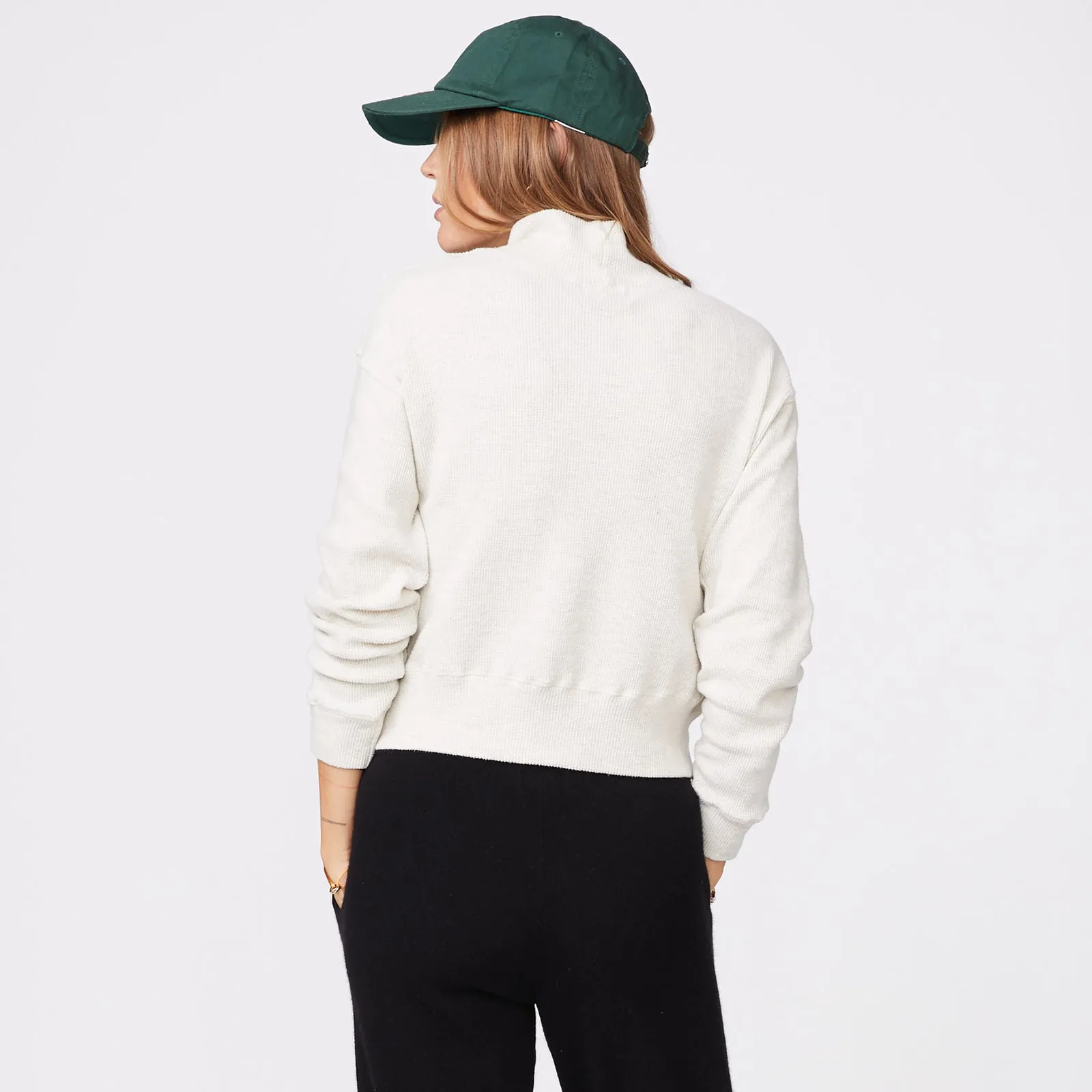 Brushed Thermal Mock Neck Slouchy Sweatshirt, Ash